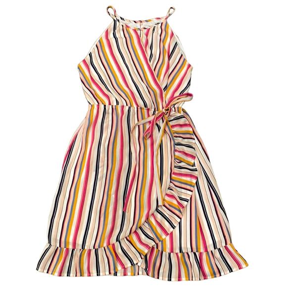 Mi Ami Women's Faux Wrap Striped Dress Multicolor Size M - Picture 1 of 9